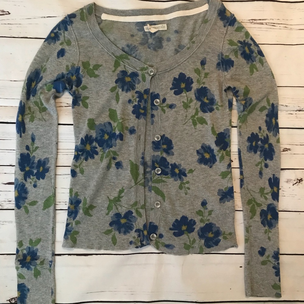 Blue and grey floral cardigan